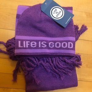 Life is Good hat and scarf